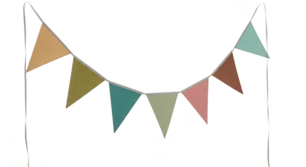Festive pennants hang colorful celebration