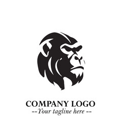 Head of Monkey Logo Symbol in Black on the White Background Minimalist Vector Illustration