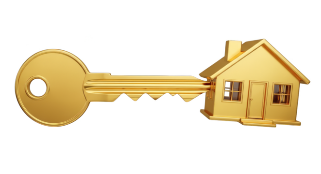 Golden key unlocking home ownership dreams