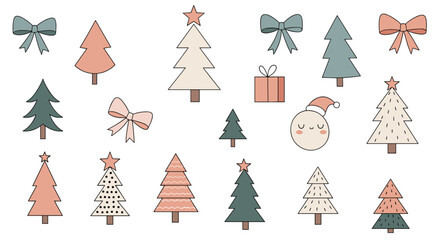 A charming collection of festive Christmas trees and delightful holiday accents.