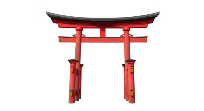 Traditional red Japanese torii gate silhouette