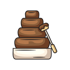 Chocolate Fountain Display Cascading Delicious Dark Chocolate Over A Marshmallow Skewer With A White Base On A Transparent Background In A Studio Setting