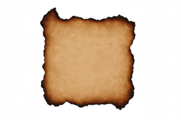 Old vintage burnt parchment paper creating an antique texture element, ideal for backgrounds or design overlays with copy space