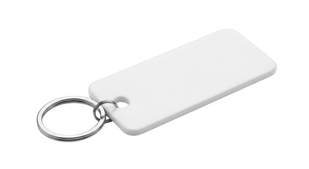 Blank White Keychain Isolated on White featuring keychain, key, ring, blank, white ideal choice for product