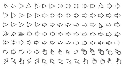 Arrow vector set cursor pointer direction navigation sign forward next right interface ui design graphic