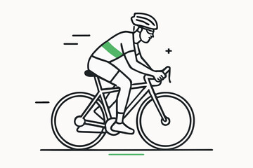 Naklejka premium PrintCyclist in motion wearing helmet and cycling jersey