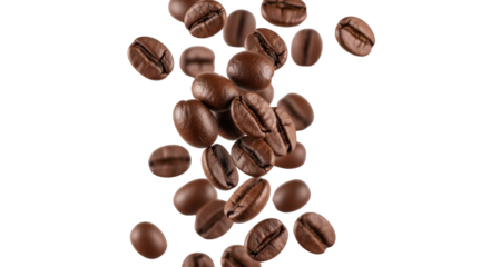 Roasted Coffee Beans Falling Down featuring coffee, bean, beans, roasted, roast modern minimalist style professional commercial