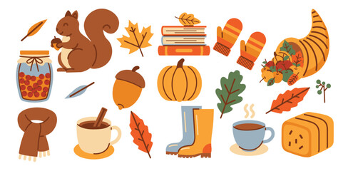 Autumn Fall Cozy Season Icon Collection. Fall Season Objects Elements Illustration Set. © byramadanti