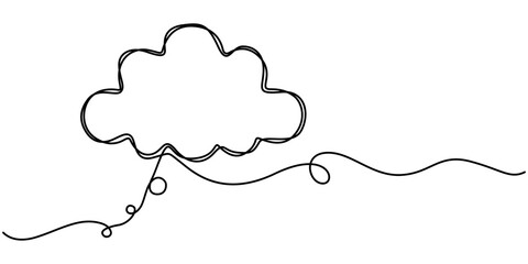 Speech bubble continuous one line drawing and minimalist style isolate outline vector illustration. 