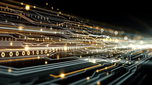 Digital Circuitry: A mesmerizing display of illuminated circuit board pathways, representing the intricate core of technological innovation.