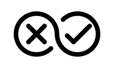 check and cross symbols, round thin line infinity vector sign, pros and cons balance