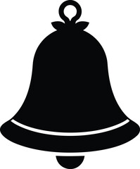 Christmas Bell Black Silhouette Vector Illustration. Traditional Christmas Bell Vector Graphic