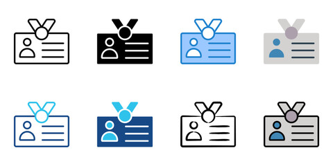 id card icon set multiple style collection 
