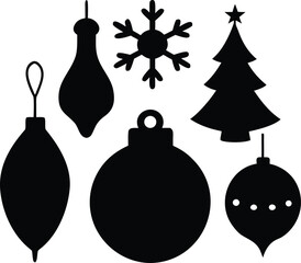 Christmas Ornament Silhouettes Vector Set. Christmas Ornament Silhouette Set - Vector Illustration.