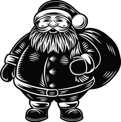 Christmas santa black silhouette vector