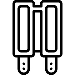 Outline illustration of a pair of ice cream cones with visible sticks and square shaped ice cream parts on a clean white background, simple drawing, vector art