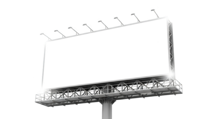 Gambar blank billboard advertising space isolated on white dengan detail sign, city, graphic, structure, angle yang.