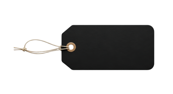 Foto blank black price tag with string isolated memperlihatkan detail gift, jewelry, celebration, cord, simple dengan.