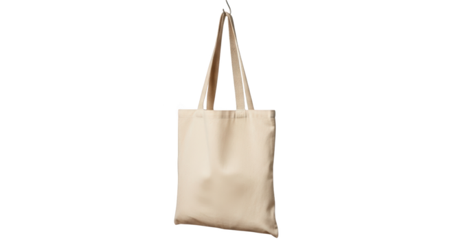 Ilustrasi blank canvas tote bag mockup on white background menampilkan komposisi sustainable, environmental, cotton, plain, white.