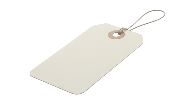 Ilustrasi blank paper price tag with string isolated on white background menampilkan komposisi bookmark, isolated, buy,.