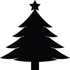 Christmas tree, Christmas tree vector icon, Christmas tree silhouette vector illustration