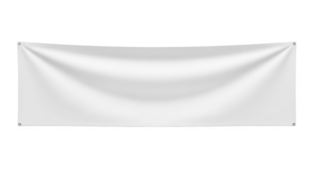 Mockup blank white advertising banner mockup isolated bergaya elegan dengan elemen sign, fabric, banner, cloth, event.