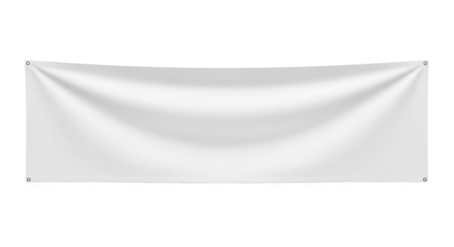 Mockup blank white advertising banner mockup isolated bergaya elegan dengan elemen sign, fabric, banner, cloth, event.