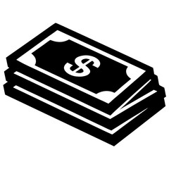 Stack of Dollar Bills Silhouette Vector Art Simplified Currency Symbol and Financial Concept Illustration