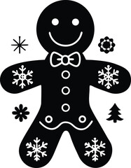Cute Gingerbread Man Cookie Vector Illustration. Sweet Christmas Holiday Character with Icing, Isolated on White Background.