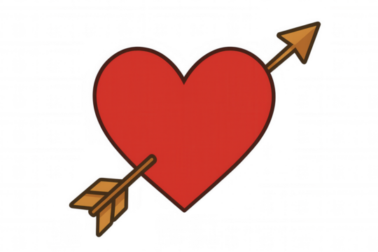 Heart pierced by an arrow symbolizing love, romance, valentine's day, and passion with transparent background - Powered by Adobe