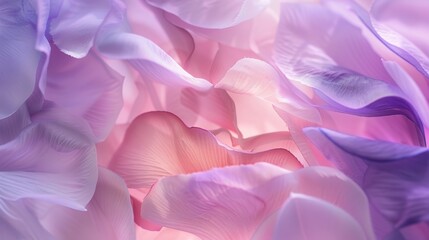 Delicate Soft Pink and Purple Flower Petals Arranged in Overlapping Layers—Showcasing Their Smooth Texture and Blended Hues, Creating a Romantic, Airy Scene Ideal for Floral, Decor, or Design Visuals.