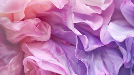 Delicate Soft Pink and Purple Flower Petals Arranged in Overlapping Layers—Showcasing Their Smooth Texture and Blended Hues, Creating a Romantic, Airy Scene Ideal for Floral, Decor, or Design Visuals.