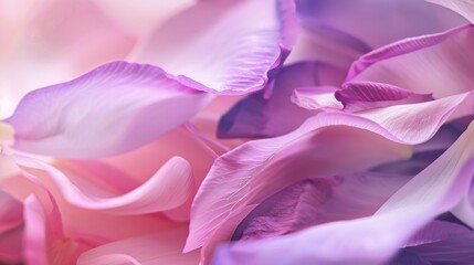 Delicate Soft Pink and Purple Flower Petals Arranged in Overlapping Layers—Showcasing Their Smooth Texture and Blended Hues, Creating a Romantic, Airy Scene Ideal for Floral, Decor, or Design Visuals.