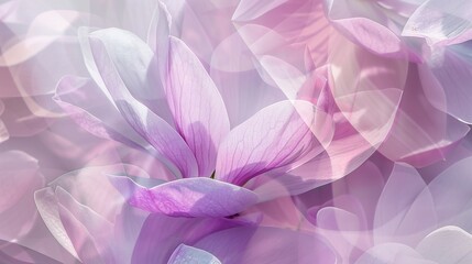 Delicate Soft Pink and Purple Flower Petals Arranged in Overlapping Layers—Showcasing Their Smooth Texture and Blended Hues, Creating a Romantic, Airy Scene Ideal for Floral, Decor, or Design Visuals.