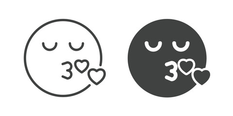 Kiss Icon. Line and glyph solid icon