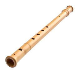 Naklejka premium Traditional wooden wind instrument isolated on black.