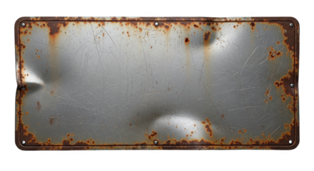 Mockup old blank rusty metal plate with scratches and dents bergaya elegan dengan elemen horizontal, worn,.