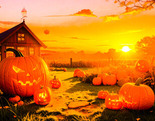 Cottage and the Magic of Halloween Evening