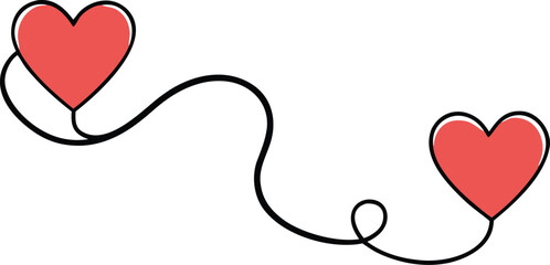 two hearts connected  hand drawn outline   stock v.eps
