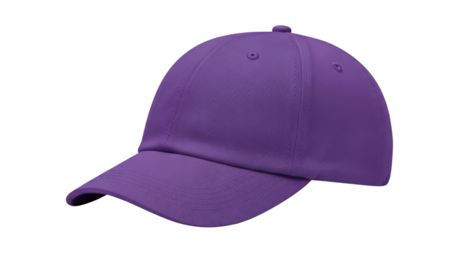 Gambar plain purple baseball cap isolated white background dengan detail studio, seam, fashion, round, white yang.