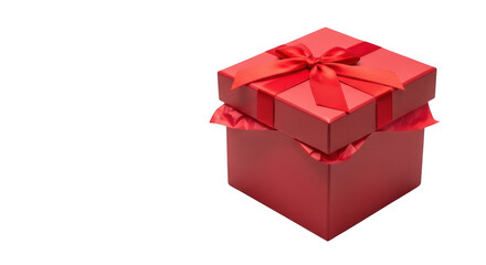 Ilustrasi red gift box with ribbon and bow menampilkan komposisi birthday, special, gift box, christmas, red.