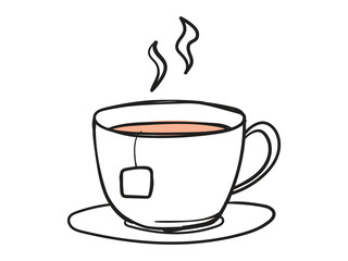 Tea cup, doodle hand drawn a cup of tea
