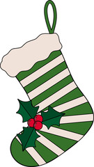 크리스마스 초록 줄무늬 양말장식