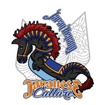 Jaran Kepang Kuda Lumping Traditional Indonesia Javanese Culture Dance Bamboo Horse Equipment Vibrant Bright Black Blue gold Color