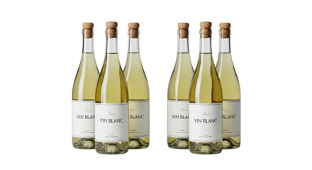 Mockup six bottles of vin blanc wine bergaya elegan dengan elemen vin blanc, alcoholic beverage, premium,.
