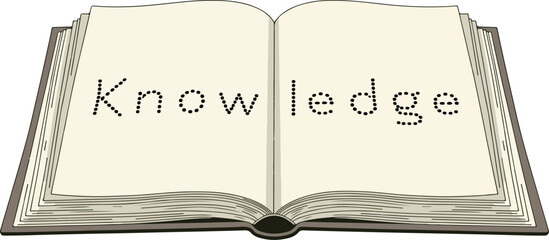 Open Book with 'Knowledge' Text