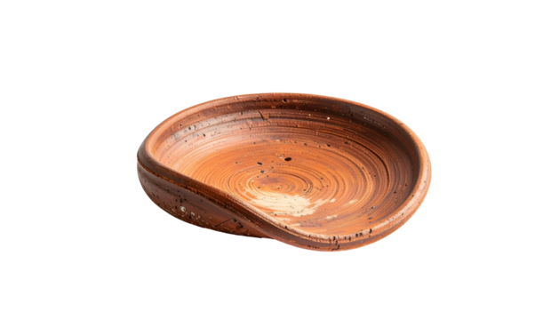 Earthenware spoon rest. Rustic, brown color, spiraling design