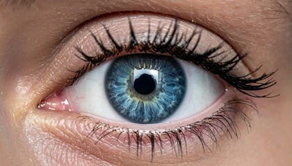 美しい青い瞳のクローズアップと繊細なまつげ1