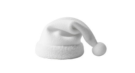 Gambar white santa hat with pompom dengan detail festive, holiday spirit, single, graphic, minimalist yang menggambarkan.