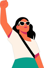 Empowered Woman Raising Fist Vector Illustration